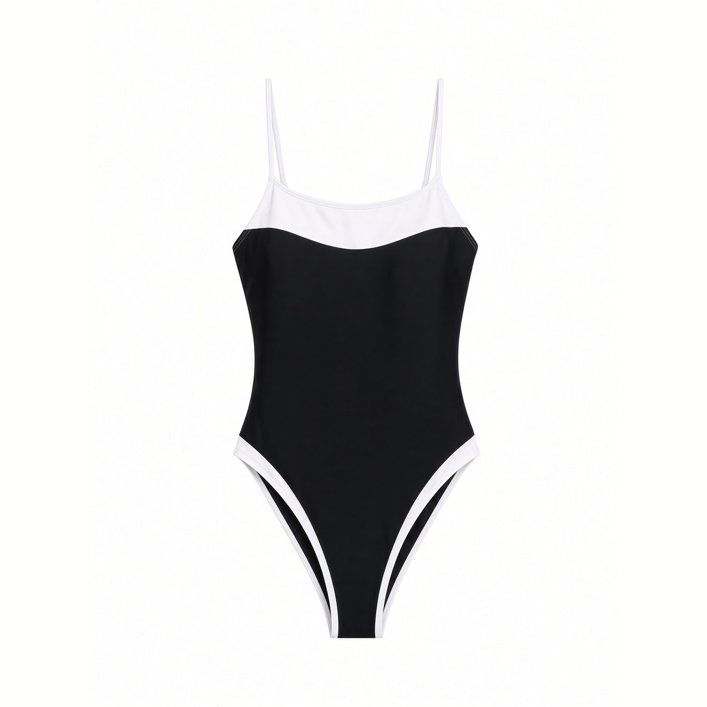 PORTOFINO Contrast Panel One-Piece Swimsuit in Noir / Ivory