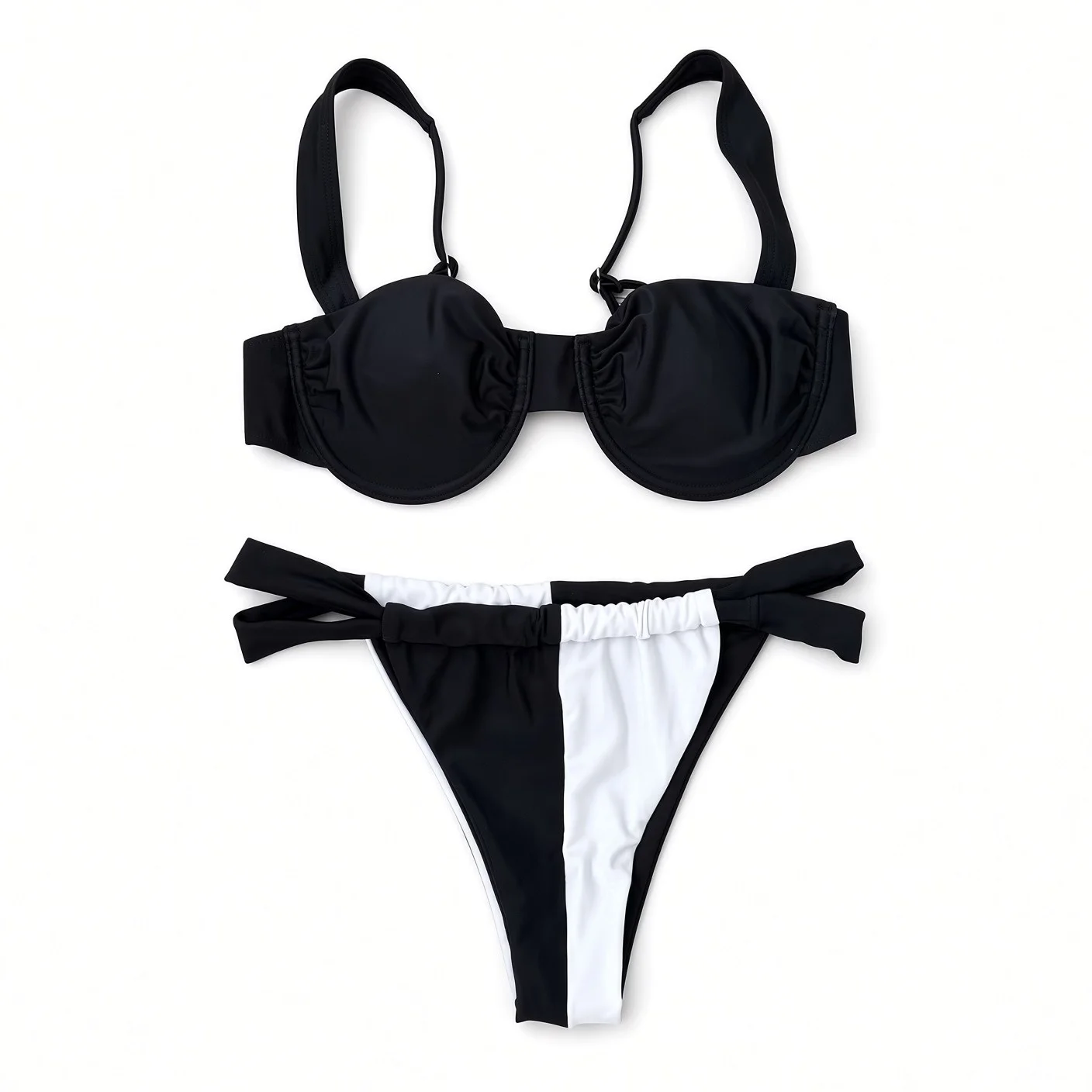 CANNES Twist Front Bikini in Noir / Ivory