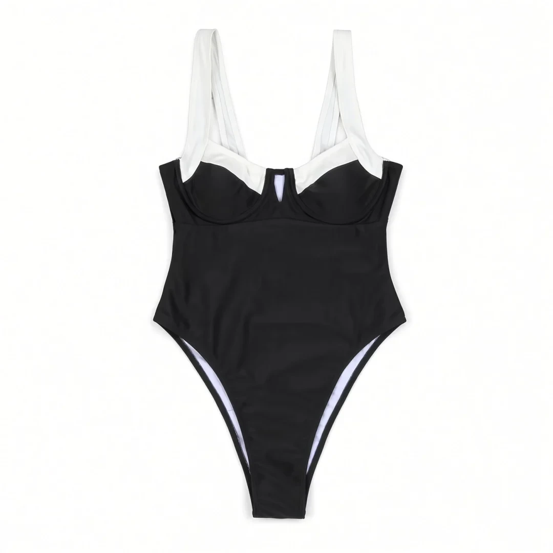 AMALFI Sweetheart One-Piece Swimsuit in Noir / Ivory